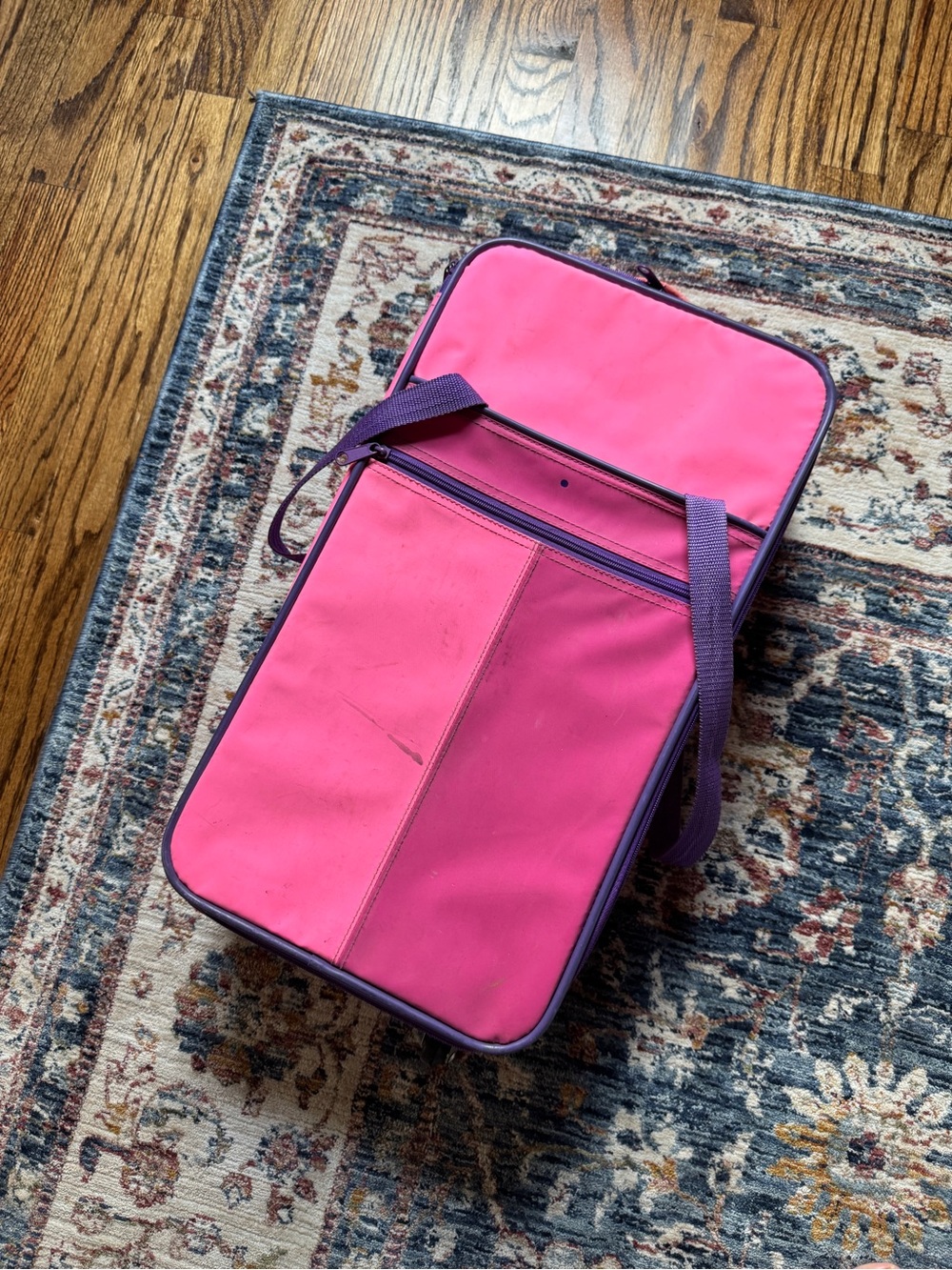 Y2K Pink Kids Travel Suitcase with Purple Trim